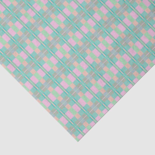 Papier Mousseline Col cravate turquoise vert bleu rose (Détail)