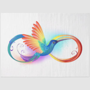 Papier Mousseline Colibri arc-en-ciel avec symbole Infinity