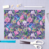 Papier Mousseline Colibri et fleurs du jardin (Artisanat)