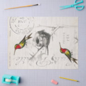 Papier Mousseline Colibri Nest Vintage français Postmark Decoupage (Artisanat)