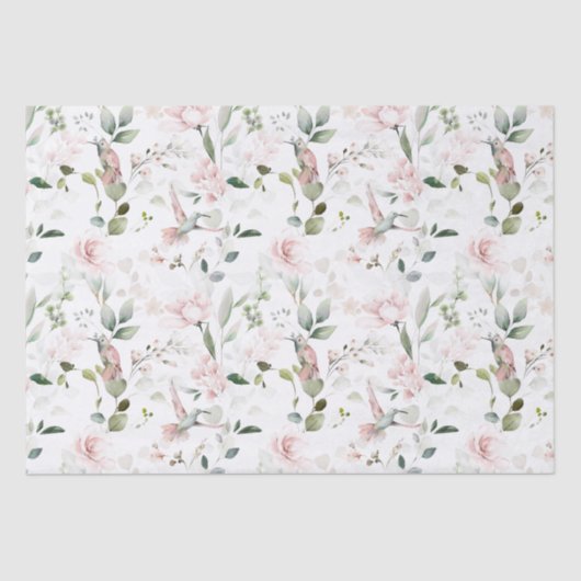 Papier Mousseline Colibri rose de feuillage (Recto)