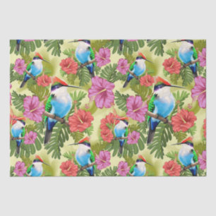 Papier Mousseline Colibri se reposant et Hibiscuses