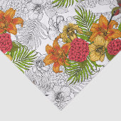 Papier Mousseline Colibris et bouquet tropical (Détail)