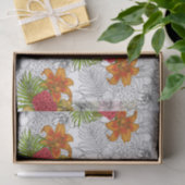 Papier Mousseline Colibris et bouquet tropical (Cadeau)