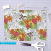 Papier Mousseline Colibris et bouquet tropical (Artisanat)