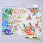 Papier Mousseline Colibris et paysage de fleurs (Artisanat)