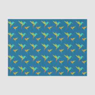 Papier Mousseline Colibris exotiques Motif bleu