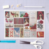 Papier Mousseline Collage à thème rouge avec Rose rouge, Jolies fill (Artisanat)