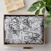 Papier Mousseline Collage Abstrait de graffiti noir et blanc (Cadeau)