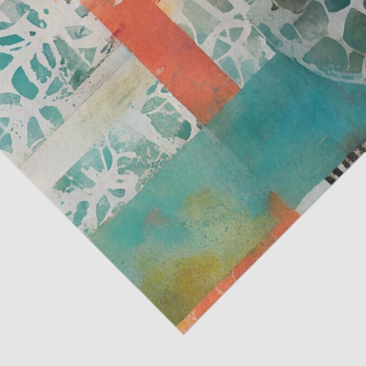 Papier Mousseline Collage Abstrait Média mixte Abstrait (Détail)