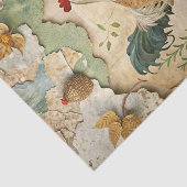 Papier Mousseline Collage Campagnard Rustique avec Création de Poule (Détail)
