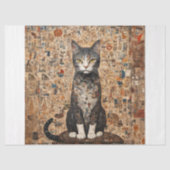 Papier Mousseline Collage Chat Vintage Découpage (Recto)