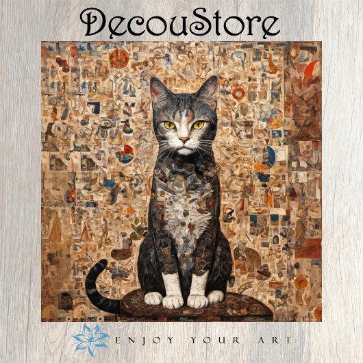 Papier Mousseline Collage Chat Vintage Découpage
