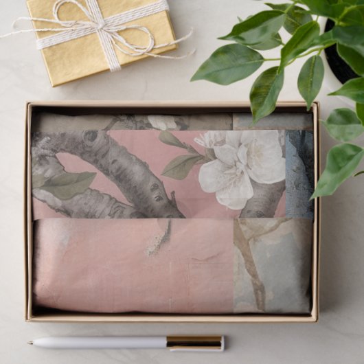 Papier Mousseline Collage Chinoiserie Dusty Pinks & Blues