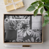 Papier Mousseline Collage de fleurs noir et blanc (Cadeau)