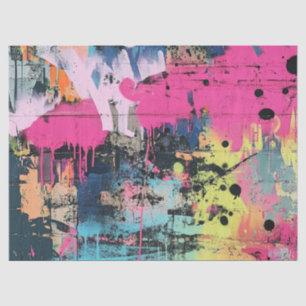 Papier Mousseline Collage de graffiti urbain avec des couleurs vives