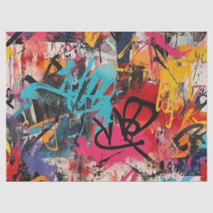 Papier Mousseline Collage de graffiti urbain avec des couleurs vives