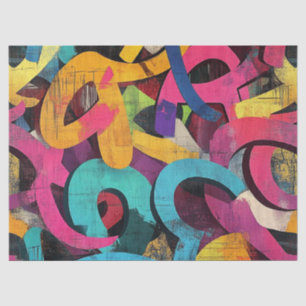 Papier Mousseline Collage de graffiti urbain avec des couleurs vives