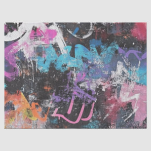 Papier Mousseline Collage de graffiti urbain avec des couleurs vives