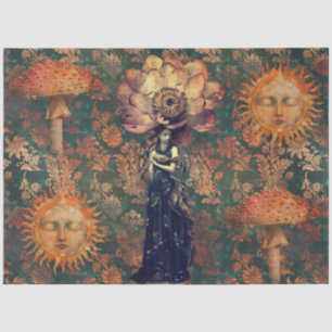 Papier Mousseline Collage de jardin de fantaisie sombre et lunatique