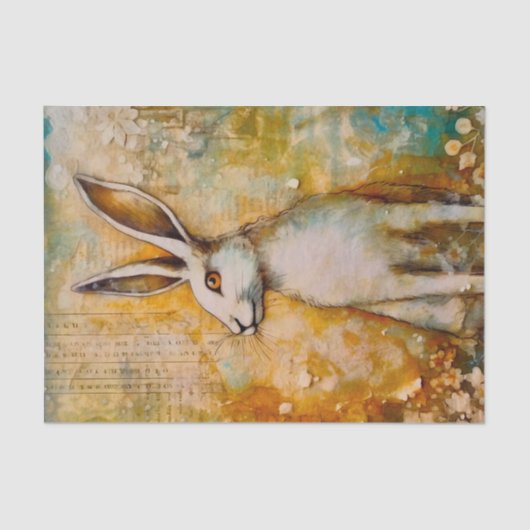 Papier Mousseline Collage de lapin vintage (Recto)