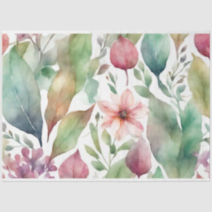 Papier Mousseline Collage de l'aquarelle Abstraite avec Feuilles