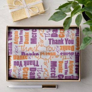 Papier Mousseline Collage de mots en MERCI violet et orange