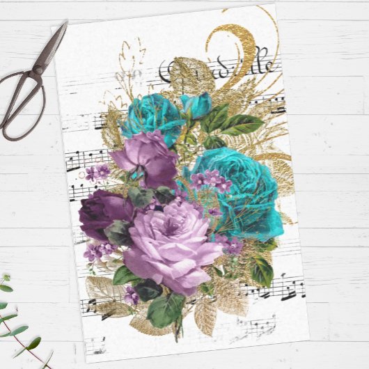 Papier Mousseline Collage de musique florale victorienne
