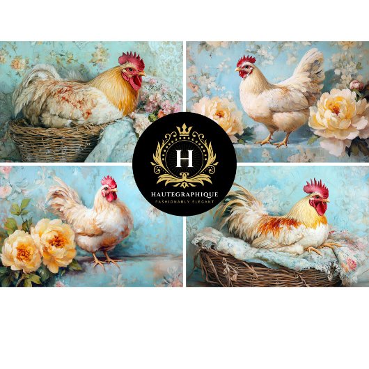 Papier Mousseline Collage de poulet floral jaune