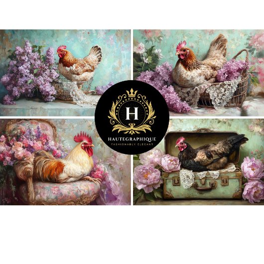 Papier Mousseline Collage de poulet floral Lilac