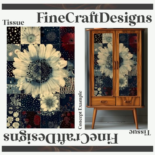 Papier Mousseline Collage de tuiles florales aléatoires Découpage ga