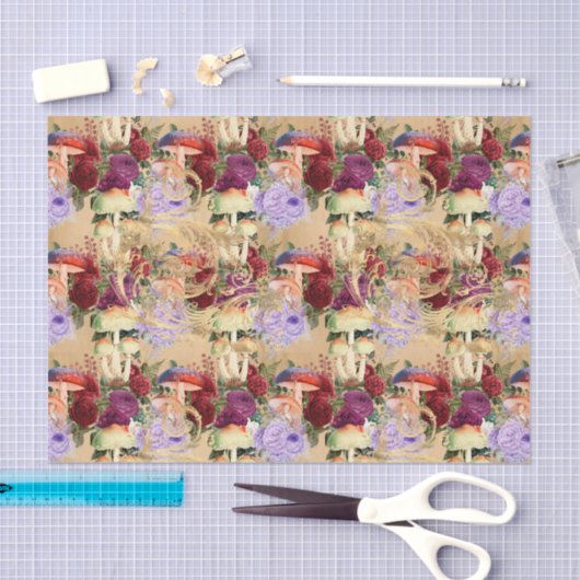 Papier Mousseline Collage élégant de champignons (Artisanat)