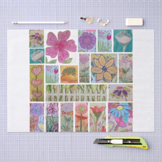 Papier Mousseline Collage floral (Artisanat)