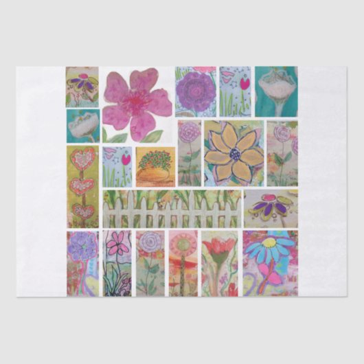 Papier Mousseline Collage floral (Recto)