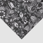Papier Mousseline Collage floral dessiné noir et blanc moderne (Détail)
