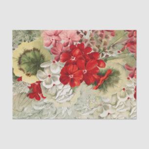 Papier Mousseline Collage floral rouge ivoire rose vintage de Shabby