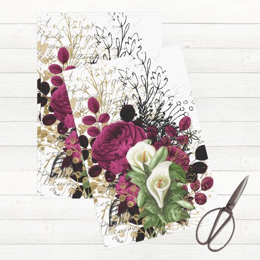 Papier Mousseline Collage floral victorien