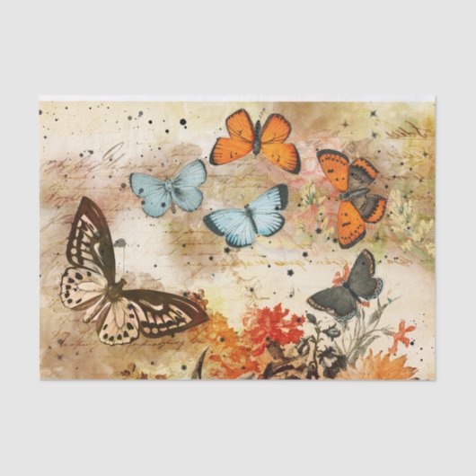 Papier Mousseline Collage papillon vintage (Recto)