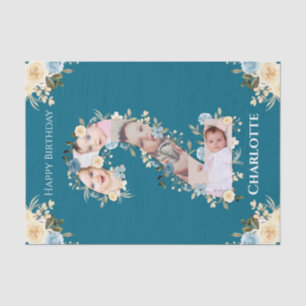 Papier Mousseline Collage photo du 2e anniversaire Turquoise bleu ja