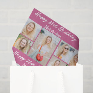 Papier Mousseline Collage photo personnalisé Joyeux Anniversaire Ros