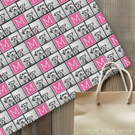 Papier Mousseline Collage photo tendance noir et rose avec Monogramm