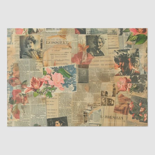 Papier Mousseline Collage rustique Vintage de journaux (2) (Recto)