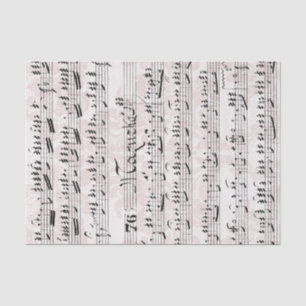 Papier Mousseline Collage vintage de musique en feuille rose