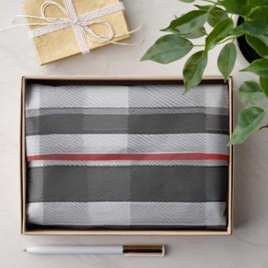 Papier Mousseline Collection Abstraite Red Black Plaid (Cadeau)
