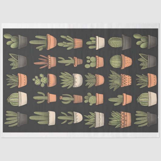 Papier Mousseline Collection Boho Cactus C9 Découpage (Recto)