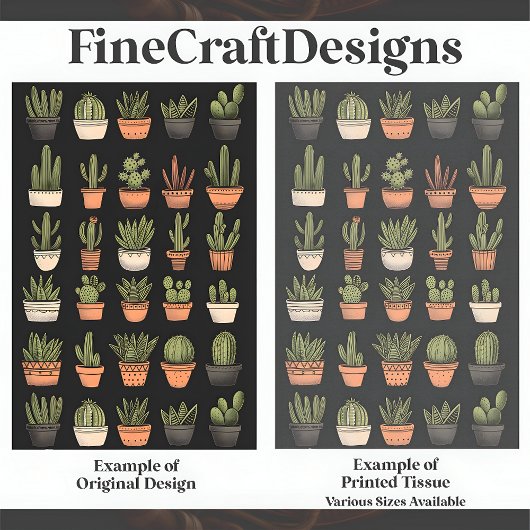 Papier Mousseline Collection de cactus Boho moderne C9 Decoupage