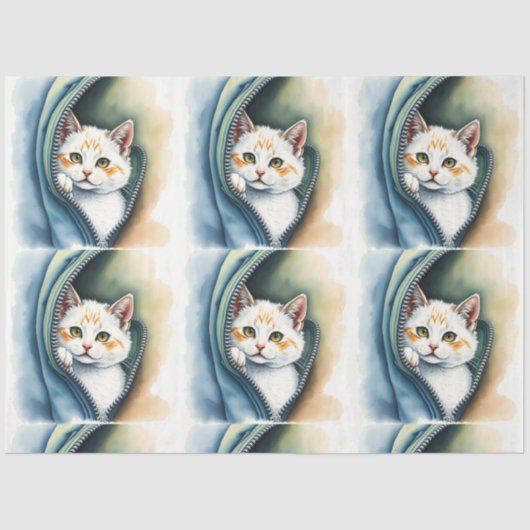 Papier Mousseline Collection de chats d'aquarelle magnifique moderne (Recto)