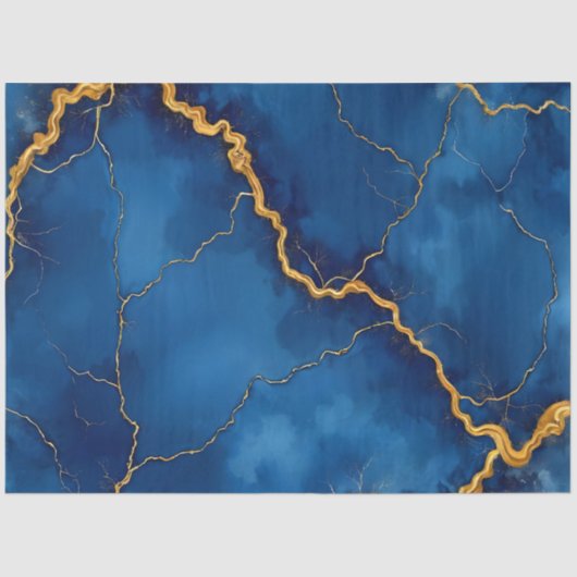 Papier Mousseline Collection de marbre Royal Blue Gold (Recto)