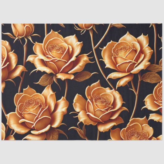 Papier Mousseline Collection de Roses de luxe branché Boho Gold (Recto)