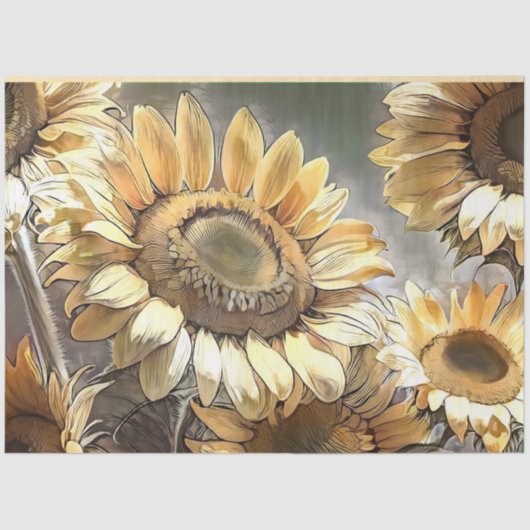 Papier Mousseline Collection De Tournesols D'Art Moderne Sur Le Terr (Recto)